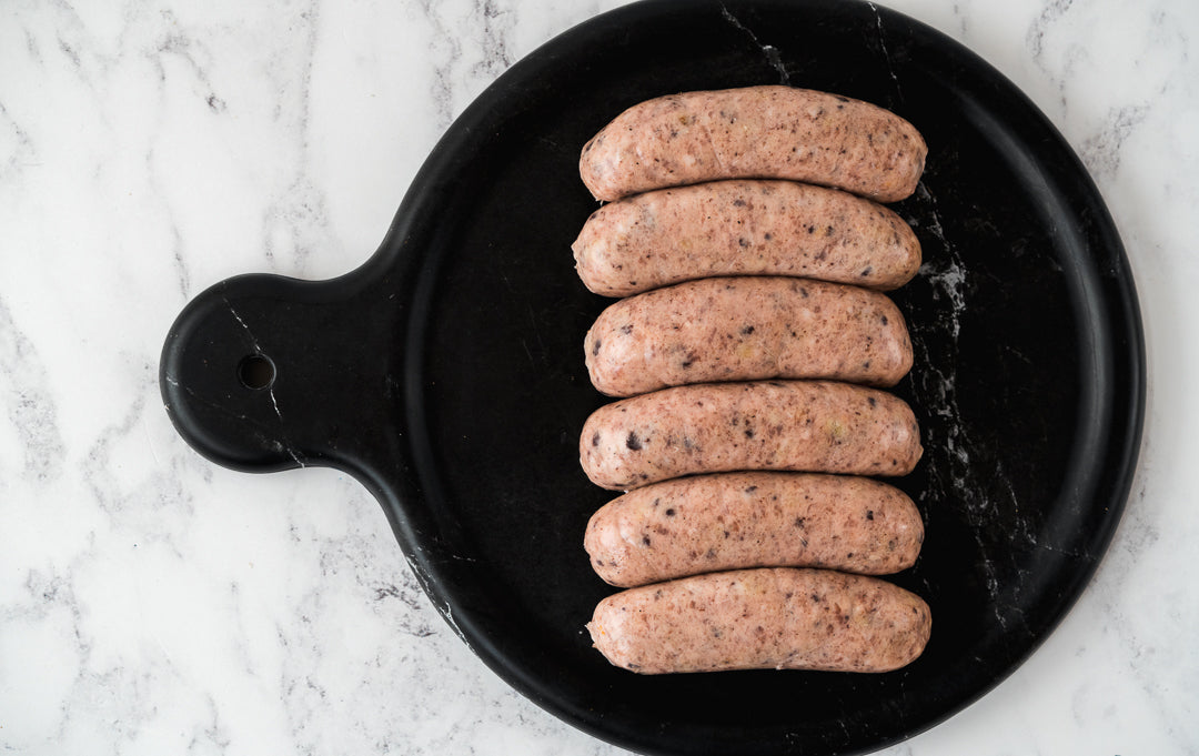 Pork sausage with Black Pudding and Roasted Onion. – Best Butchers
